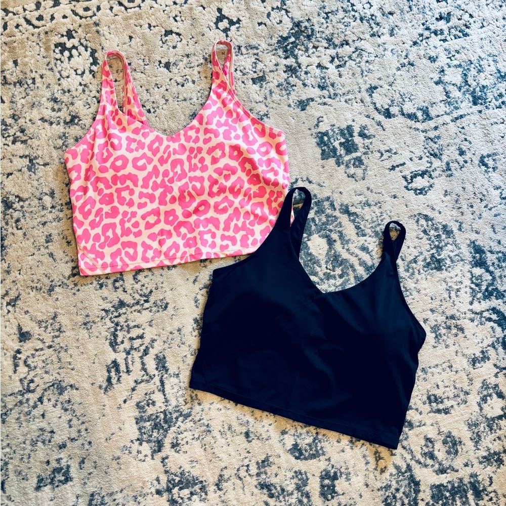Pink Leopard and Black Crop Tops